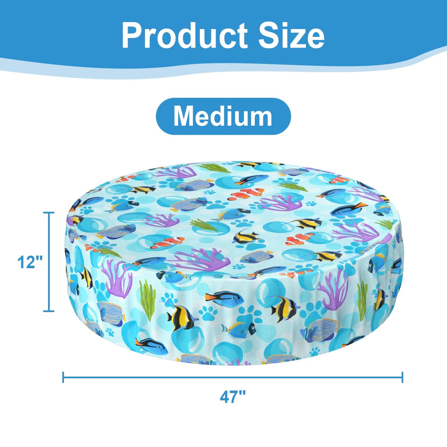 Ladadee Foldable Round Dog Swimming Pool Cover, for 32 "/63“/48” Collapsible Outdoor Tub, PVC Coating Waterproof and UV Protection, Leakproof Washable Kiddie Pet Small Paddling Bath Accessories