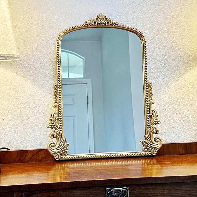 Vintage Small Arched Mirror, 20 * 16in Wall Mounted Vanity Mirror for Living Room, Bedroom, Bathroom, Entryway, Porch, Home and Dormitory, Versatile, Easy to Install, Space-Saving