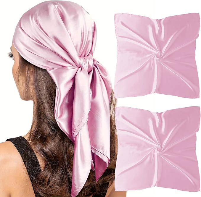 vimate 35" Square Silk Like Head Scarf - Women's Fashion Satin Scarf Bandana for Hair Wrapping at Night.