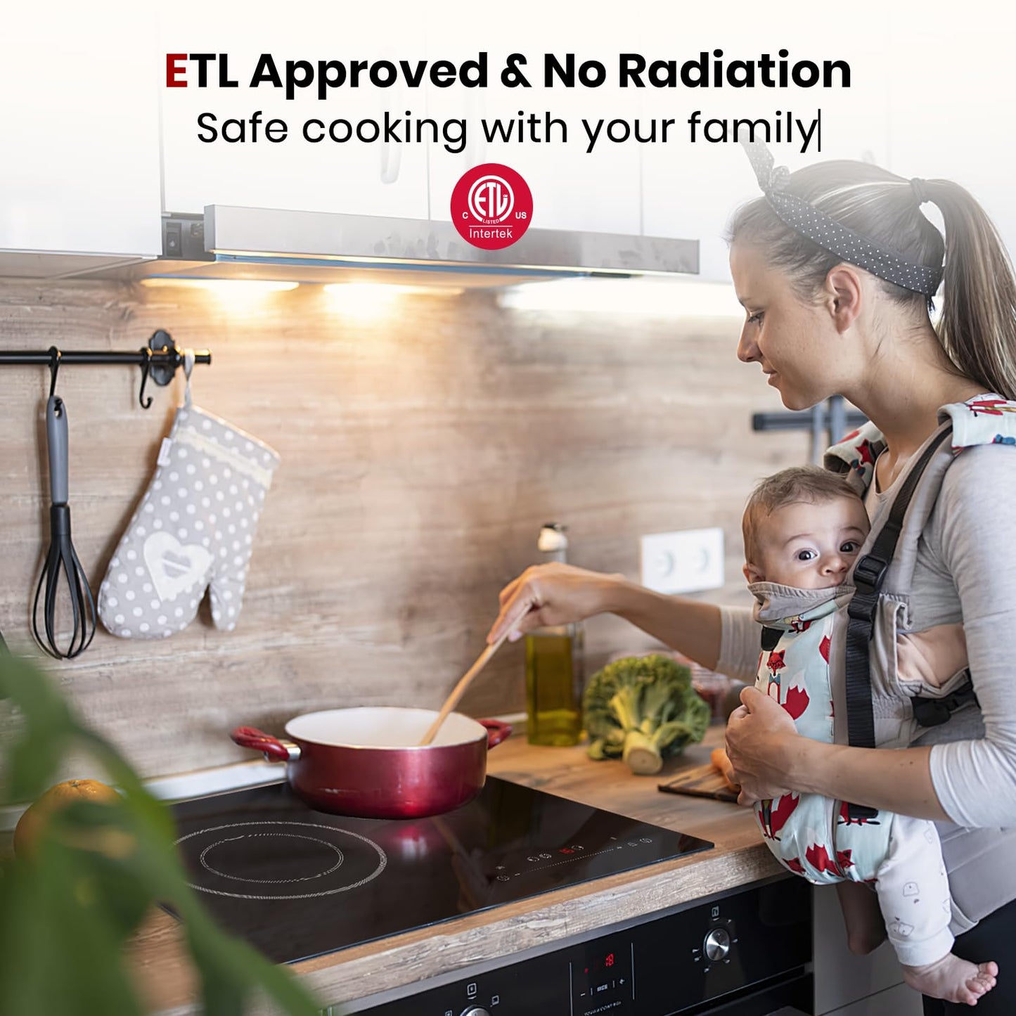 GASLAND 21 Inch Electric Cooktop for Apartment, ETL Certificated 2 Burners, 3700W Built-in Radiant Stove Top With 16 Power Levels, 240V Ceramic Stovetop, Slide Touch Control