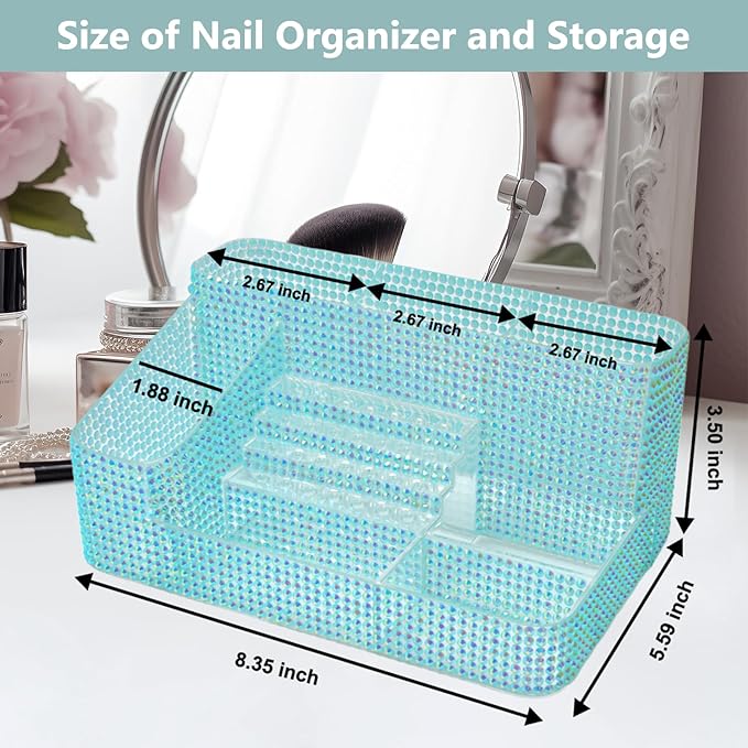 CGBE Nail Drill Holder, 28 Holes Drill Bit Holder for Nails, Professional Nail Tool Organizer, Nail Desk Organizer for Nail Tech, Nail Salon DIY Use - Diamond Blue (Not Including Nail Drill Set)