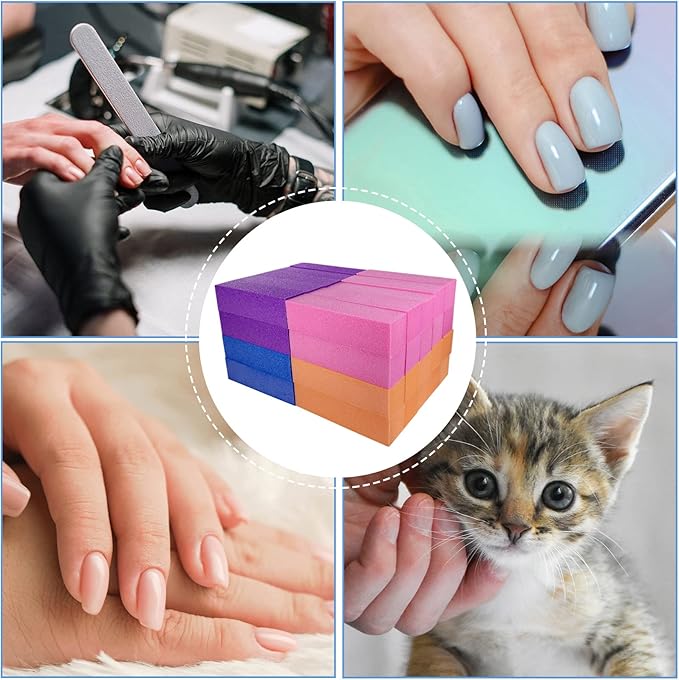 40 Pcs Nail Buffer Block for Acrylic and Natural Nails, 4 Sided Sanding Buffers for Gel Nails Fingernail Shine Buffing Filer Set, Professional Manicure Polisher Buffer Bulk Medium Grit (Multi-Color)