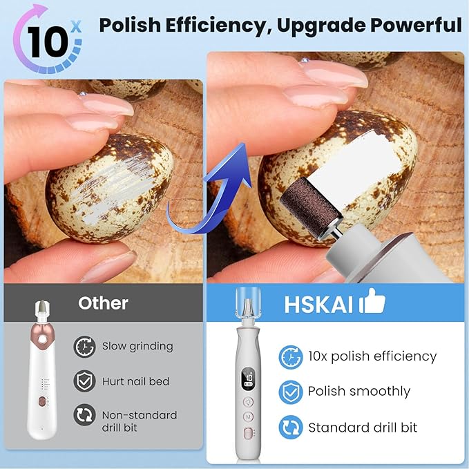 Professional Nail Drill Kit: Electric Nail File with LCD & Lamp, Long-Lasting Thick Toenail Grinder, Rechargeable & Cordless Toe Nail Dremel Tools for Women & Men Manicure and Pedicure Gifts