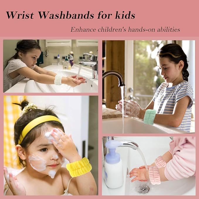 20 Pcs Wrist Bands for Washing Face, Elastic Absorbent Face Washing Wristbands, Women's Wrist Towels Spa Wristbands for Stop Water from Flowing Down Your Arm (Style 1)