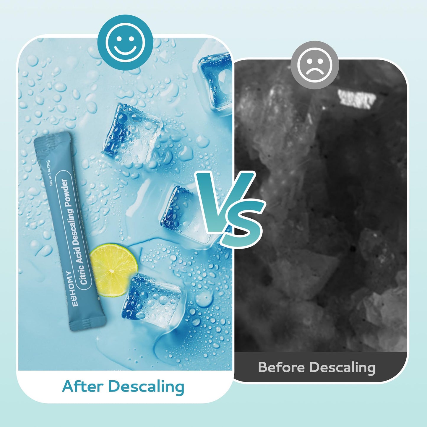 EUHOMY Ice Maker Cleaner & Descaler | 4 Use & Individually Packed | Ice Machine Cleaner with Organic Citric Acid Descaling Powder, Ideal for All Brands