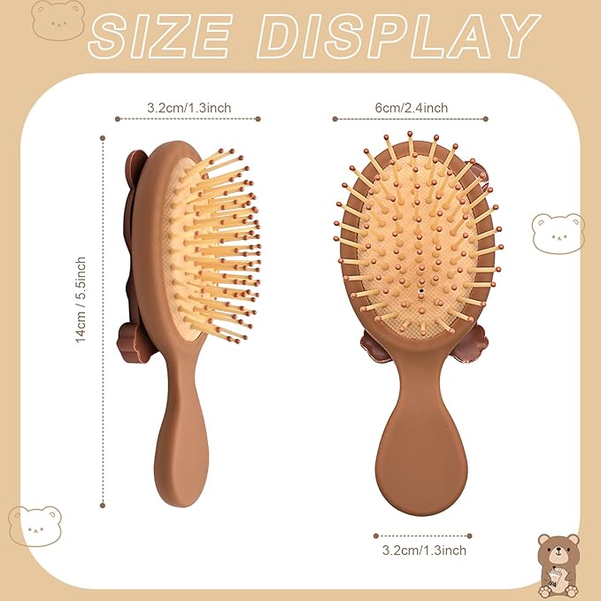 Mini Toddler Hair Brush Detangler Brush Kids Detangling Hairbrush Soft Massage Comb Small Travel Hair Brush for Thick Curly Thin Long ShortÃ¯Â¼ÂBrownÃ¯Â¼Â