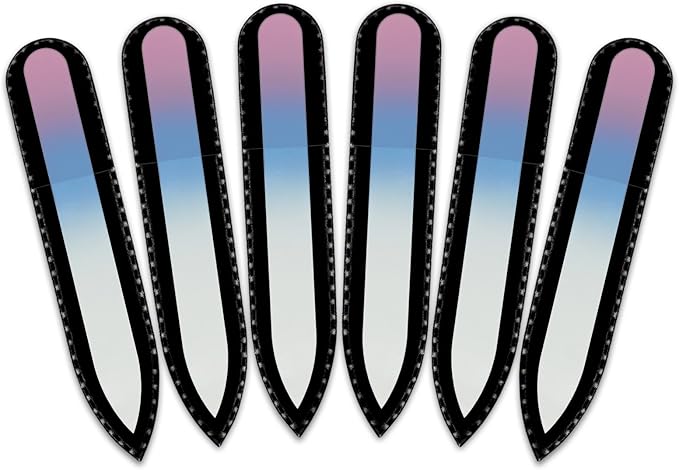 Mont Bleu Rainbow Crystal Nail File in Black Pouch - Small/Purse Size - Czech Tempered Glass - Handmade in Bohemia (Czech Republic)
