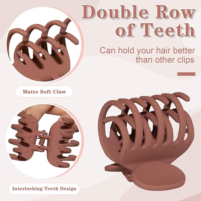 8PCS Claw Clips for Thin Hair Women, 1.6" Small Claw Clips Matte Medium Hair Claw Clips for Fine Thick Hair Strong Hold Double Row Teeth Hair Clips Cute Jaw Clamps (Warm Color)