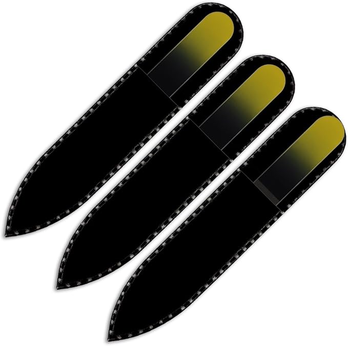 Mont Bleu Rainbow Crystal Nail File in Black Pouch - Small - Purse Size - Czech Tempered Glass - Handmade in Czech Republic - Excellent Nail Filing Tools