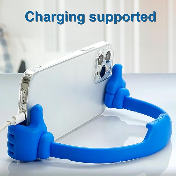 Honsky Thumbs up Cell Phone Stand,Stocking Stuffers Idea,Ok Stand Tablet Stand Cradle for Desk,Smartphone Cellphone Mobile Phone Tablets - Universal Adjustable Flexible - Light Blue