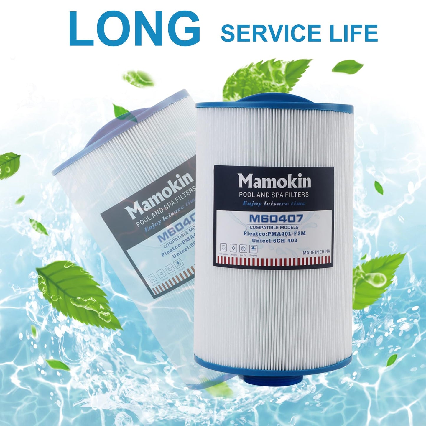 Mamokin Spa Filter 6CH-402 Replaces PMA40L-F2M, Master Spas Twilight X268365, X268543, X268511, X268514, Unicel 6CH-402, Filbur FC-0317, 2" Male Thread/MPT Hot Tub Filter 2PACK
