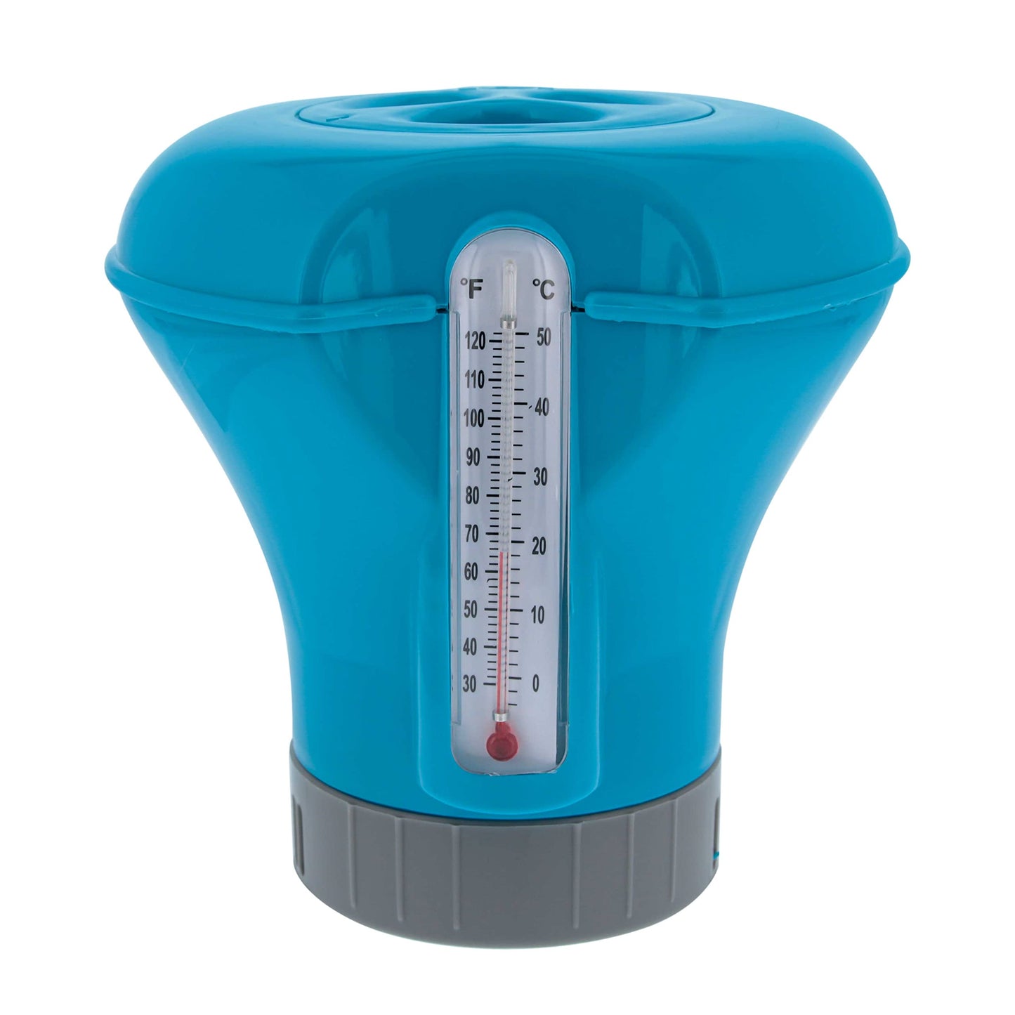 U.S. Pool Supply Pool Chlorine Floater Dispenser with Thermometer - 8" Diameter Floating Chlorinator, Large Capacity Holds 3" Tablets - Adjustable Ring for Balanced Delivery Multi