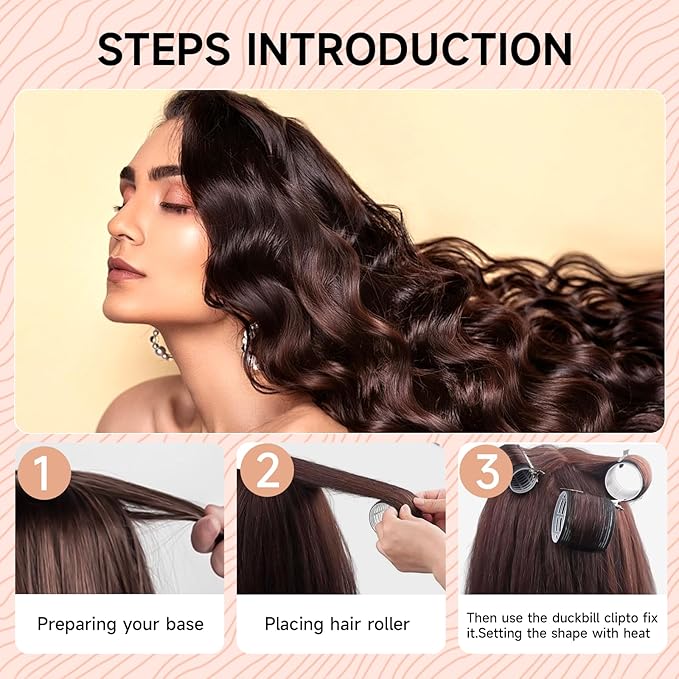 50Piece Hair Rollers set,Self Grip Hair Curlers for Long Medium Short Hair (6 Jumbo + 6 Large + 6 Medium + 6 Small + 1 Storage Bag) and 24Pcs Hair Clips /4-sizes 60 45 36 25mm