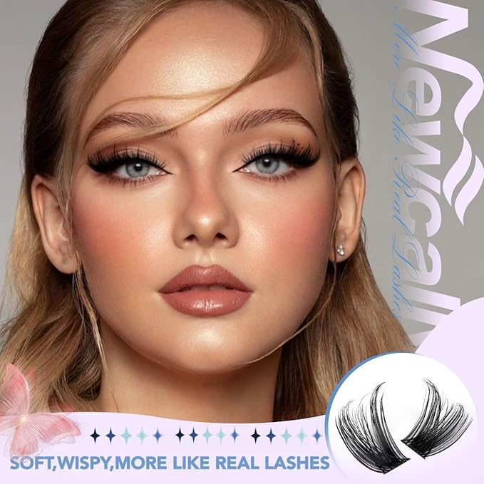 Lash Clusters Wispy Lash Extension D-curly Eyelash Clusters Natural Look 10-18mm Cluster Eyelash Extensions 144Pcs Volume Individual Lashes Spiky Cluster Lashes Manga by Newcally