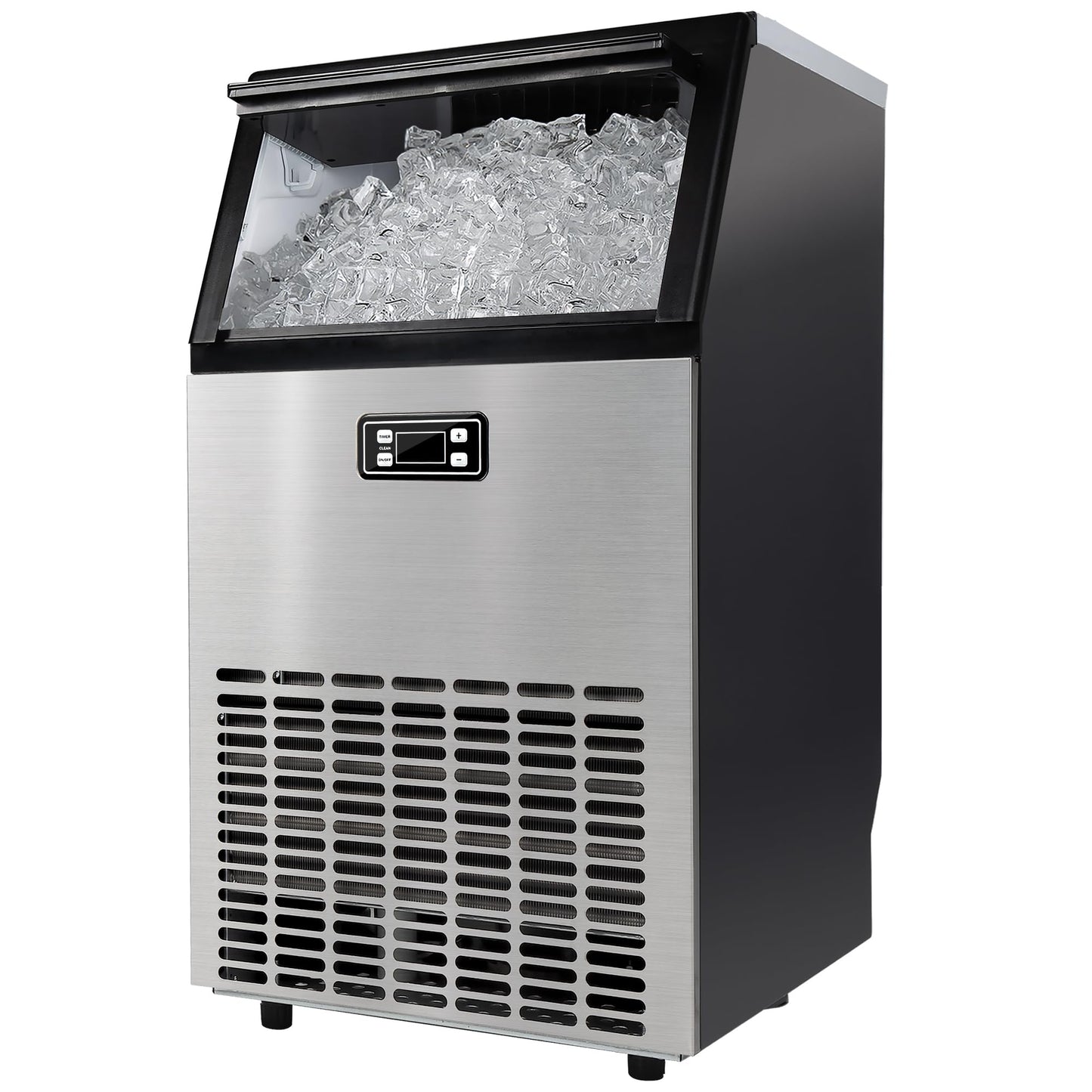EUHOMY Commercial Ice Maker Machine - 95lbs Daily Production, 33lbs Ice Storage, Stainless Steel Freestanding & Under Counter Ice Maker, Ideal Ice Maker for Home/Bar/Restaurant/Outdoor Activities