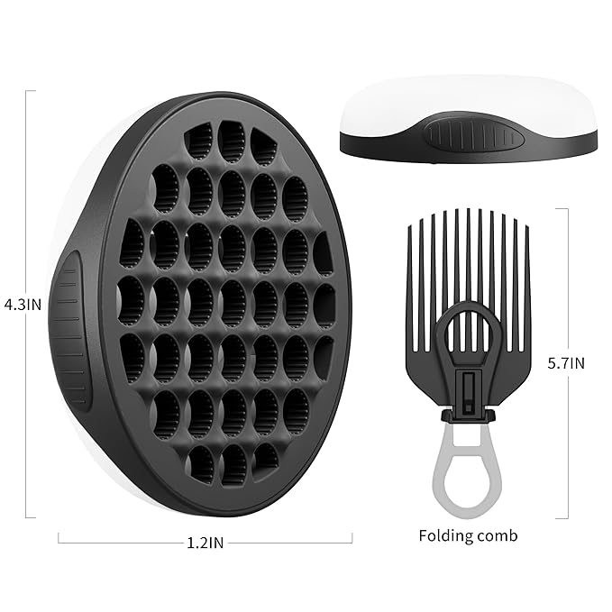 Silicone Curl Brush,Africa Comb,Magic Curly Hair Brush Twist Hair,Afro Pick,Men Women Boys Girls Wave Curler Tool,1 Set Black
