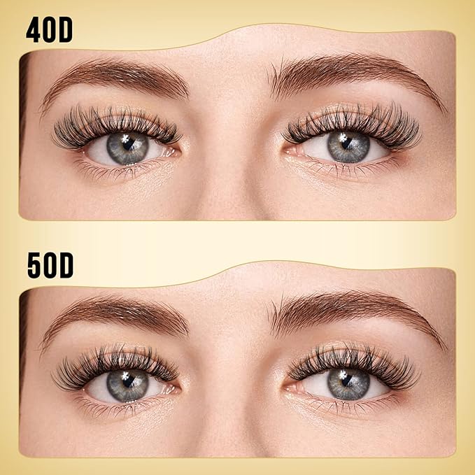 QUEWEL Lash Clusters 320Pcs Cluster Lashes 40D+50D C Curl Lash Cluster Eyelash Extensions Mix9-16mm Individual Eyelashes Clusters Wispy Lash Clusters Thin Band Soft to Use at Home(40D+50D C Mix9-16)