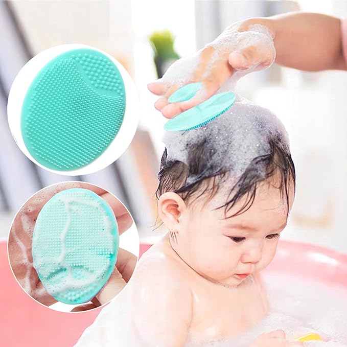 Baby Hair Brush with Wooden Handle and Comb Set for Newborns & Toddlers | Natural Soft Goat Bristles l Wood Comb l Green Cradle Cap Brush | Ideal for Cradle Cap (3 Piece)