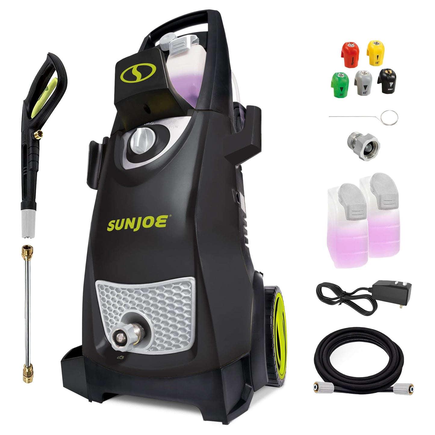 Sun Joe Electric Pressure Power Washer, Heavy-Duty, Cleaning Machine for Patios, Decks, & Sidewalks, Safety First GFCI Power Cord, w/Dual Soap Tanks, SPX3000