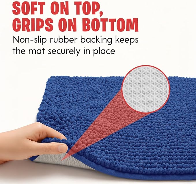 MudGuard Mat™ Dog Door Mat for Muddy Paws, Super Absorbent Microfiber, Non-Slip Indoor Mat, Quick Dry Chenille Mud Mat for Dogs & Entryway, Washable, Navy Blue 24" x 36"