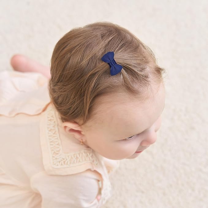 yoyokid 50PCS Baby Girls Snap Hair Clips, 1.2" Grosgrain Ribbon Tiny Hair Bows Clips for Baby Girls Toddlers Infant Fine Thin Hair (25 Colors in Pairs)