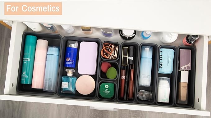 Kutesna 25 PCS Interlocking Desk Drawer Organizer Separator for Office,Bathroom,Kitchen,Makeup,ToolÃ¯Â¼Â4 SizesÃ¯Â¼Â