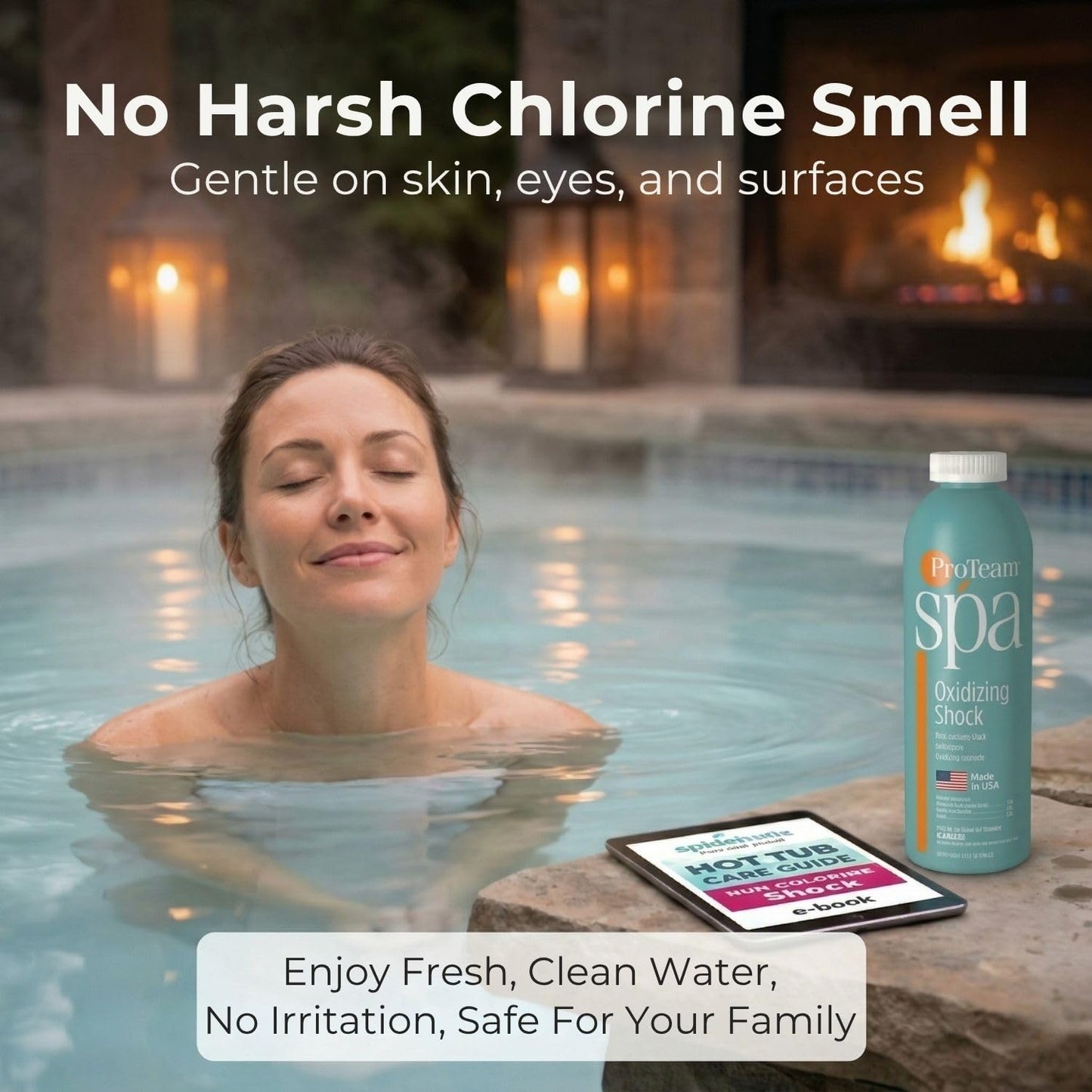 ProTeam Non-Chlorine Spa Shock for Hot Tub – Fast-Acting Oxidizing Shock Treatment, Clears Cloudy Water & Eliminates Odors – Made in USA, 2.2 lb + SplashWiz Care e-Book