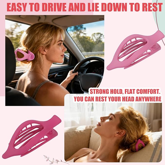 Flat Hair Clips for Women - 6 PCS French Flat Claw Clips Medium Hair Clips for Girls Large Hair Claw Clips for Thick or Thin Hair Strong Hold No Slip Hair Accessories for women (Pink Purple)