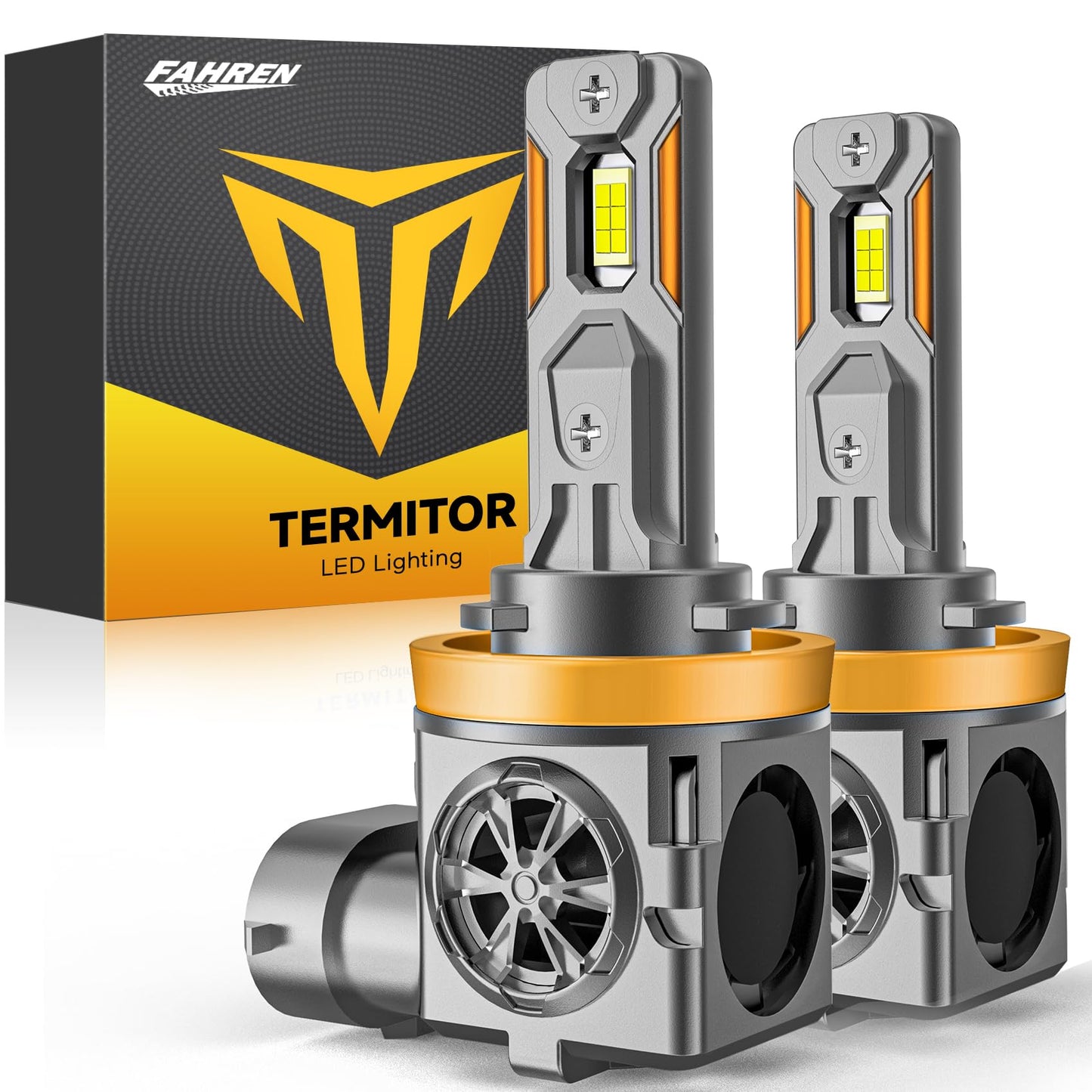 Termitor H11/H9 & 9005/HB3 Light Bulbs Combo, 110,000LM Brightness, 1:1 Mini Size 6500K Cool White IP68 Waterproof Automotive Replacement Combo 9005 H11 Fog Lights, Quick Installation, Pack of 4