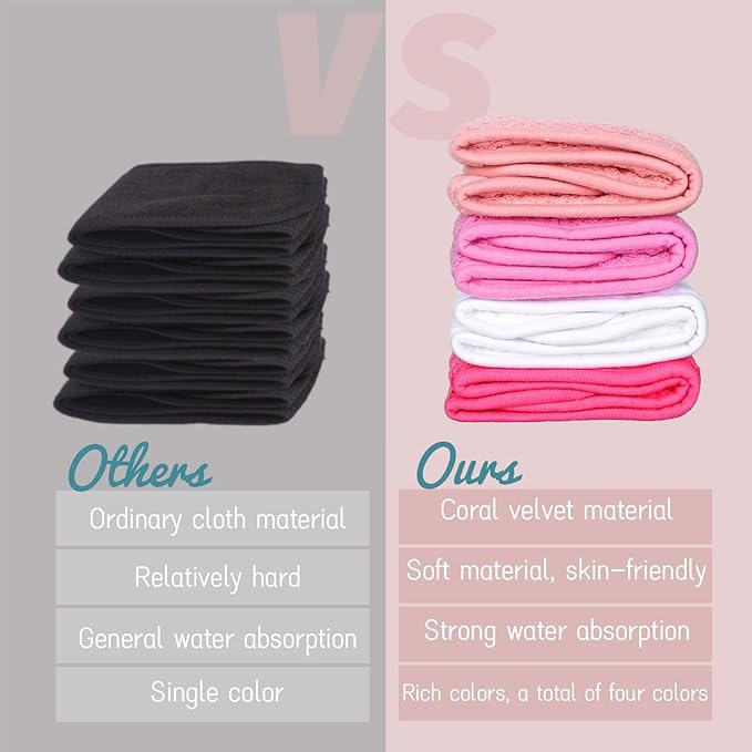 Whaline 4 Pack Spa Facial Headband Makeup Hair Wrap Adjustable Hair Band Soft Towel Head Band for Face Washing Shower Sports Yoga (White, Pink, Peach Pink, Hot Pink)