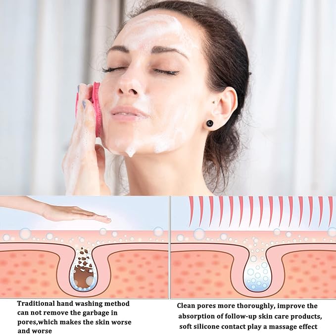 Silicone Face Scrubber, Blackhead Revomer Facial Cleansing Brush Manual Face Washing Brushes,Gentle Exfoliator & Massage Skin Care Tool for Men Women Deep Cleansing and Exfoliating,2 Pack