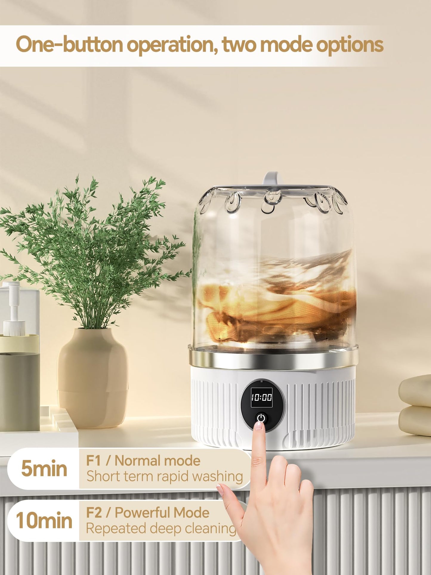 Portable Washing Machine,Mini Underwear Washer with LED Display,1L Small Washer,IP67 Waterproof, Delicate Wash for Socks,Bikinis & Doll Clothes,Ideal for Travel,Apartment,Camping,Dorms