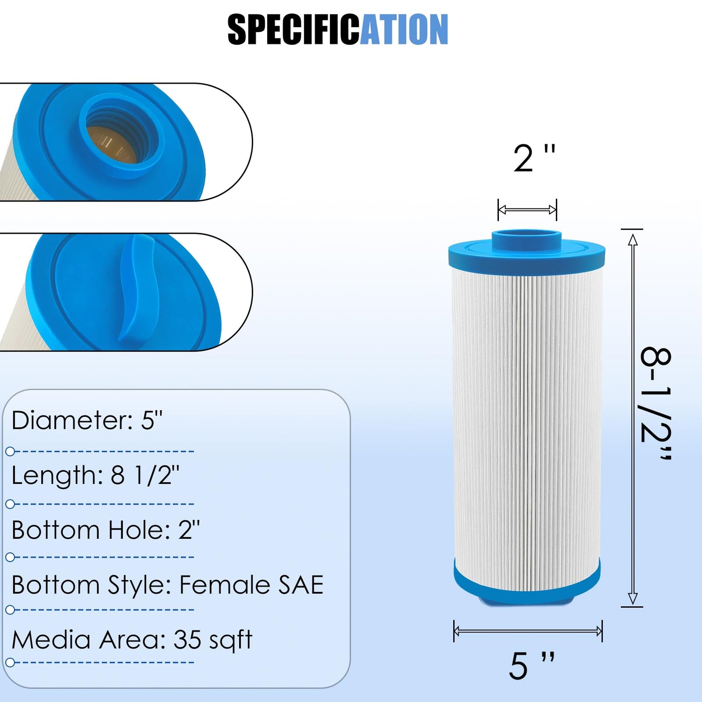 LVJUSEN Spa Filter Replaces PMA-R3 X268548 Master Spa Filter/Nordic Retreat Spa Filter/Pleatco PWW35L/Unicel 4CH-935, Fits Most Clarity, Healthy Living Spas- 1 Pack