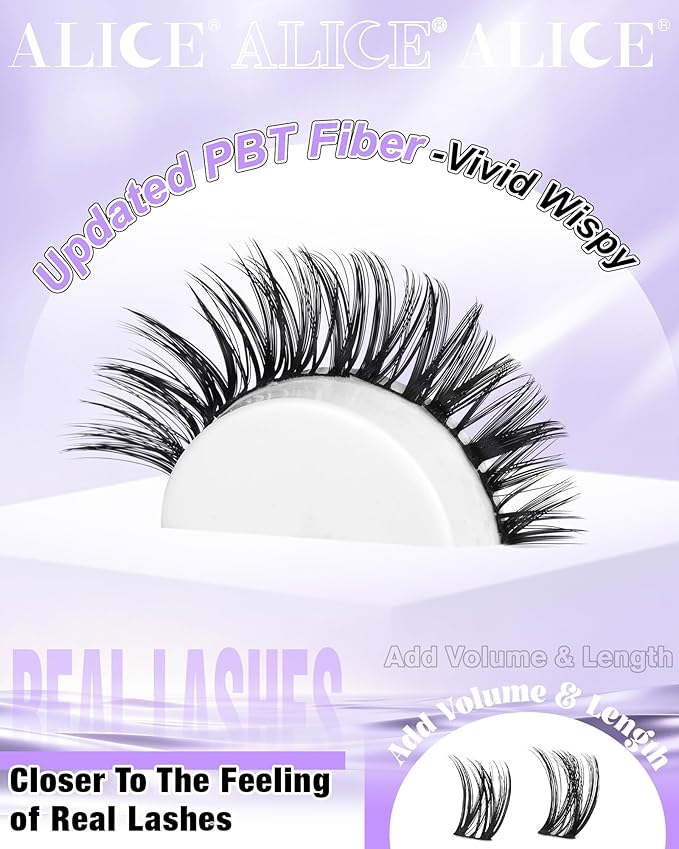 ALICE Flaunt Lash Clusters Wispy Eyelash Clusters 8-16mm Thin Band Cluster Eyelash Extensions DIY Salon Individual Lashes 168pcs Natural Volume Lash Extensions