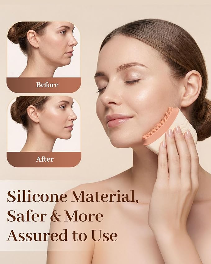 New Lymphatic Contour Face Brush, Silicone Face Brush for Lymphatic Drainage, Ergonomic Facial Lymphatic Drainage Brush for Chin & Neck, Sculpting & Lifting Facial Massage Tool, Reduces Puffiness