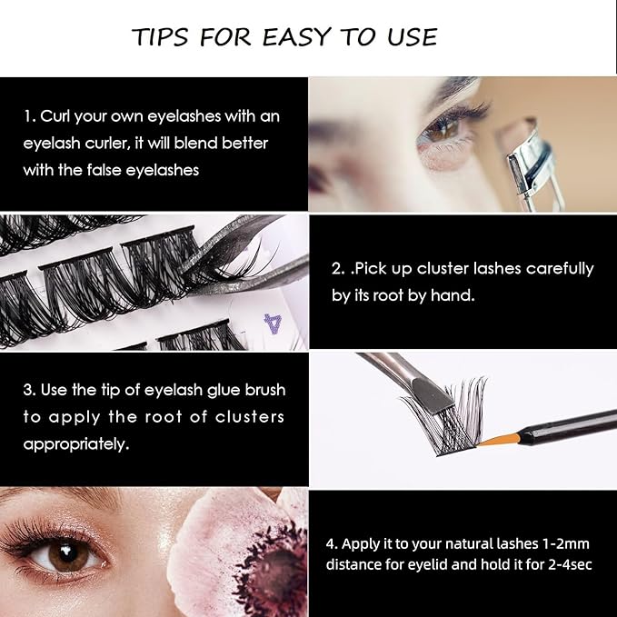 Lash Clusters 144 Pcs Individual Lashes Clusters Eyelash Extensions False Eyelashes DIY Lash Extension Reusable False Eyelashes Natural Look Mix 10-16mm-DM17