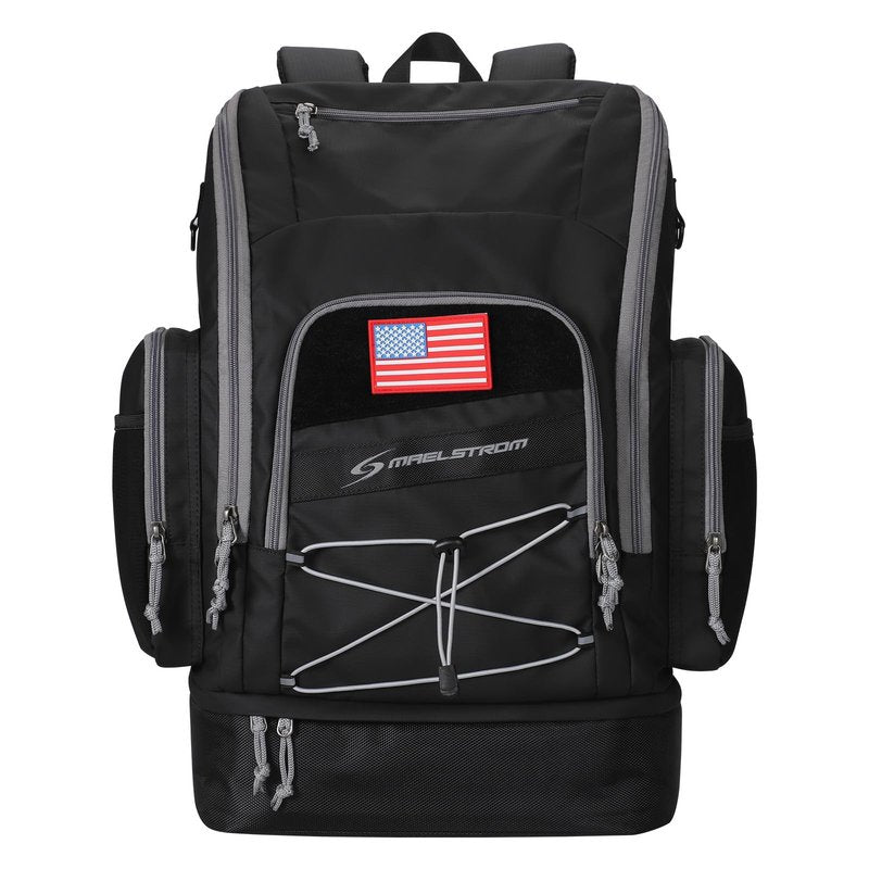 Maelstrom Swim Backpack,35L Swimming Bag with Separate Shoes Compartment,Swim Gear Bag for Beach,Athlete Sports Gym Rucksack for Men and Women (Black)