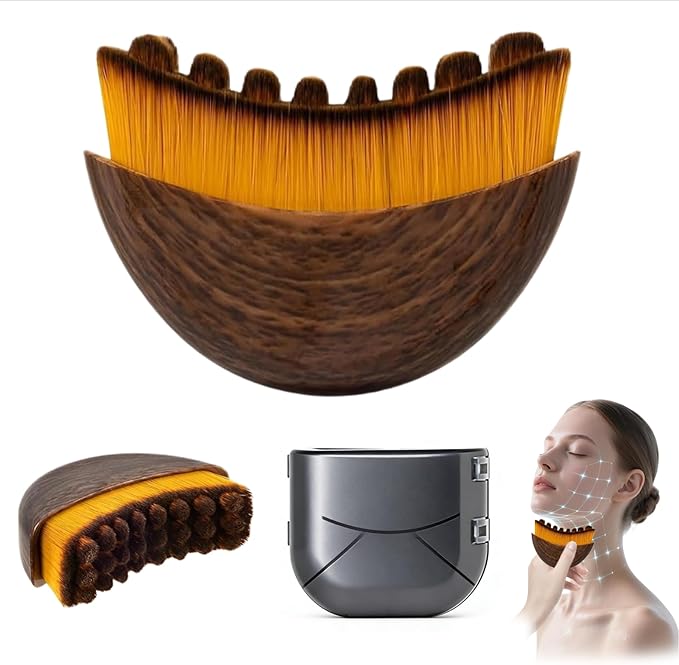 Lymphatic Contour Face Brush, Manual Facial Sculpting & Lymphatic Drainage Massager, Ergonomic Hypoallergenic Soft Bristles Brush for Anti-Puffiness, Detox & Lift, Improves Skin Glow & Absorption
