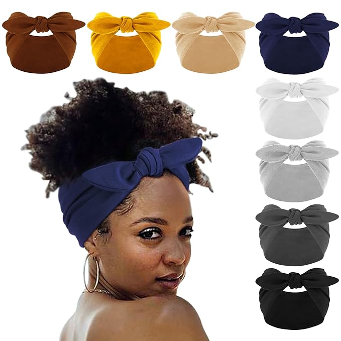 DRESHOW 8 Pack Bow Headbands of Solid Color for WomenÃ¢ÂÂs Hair Non Slip Wide Vintage Head Wraps Knotted Cute Hair Band Accessories