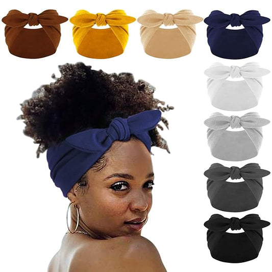 DRESHOW 8 Pack Bow Headbands of Solid Color for WomenÃ¢ÂÂs Hair Non Slip Wide Vintage Head Wraps Knotted Cute Hair Band Accessories