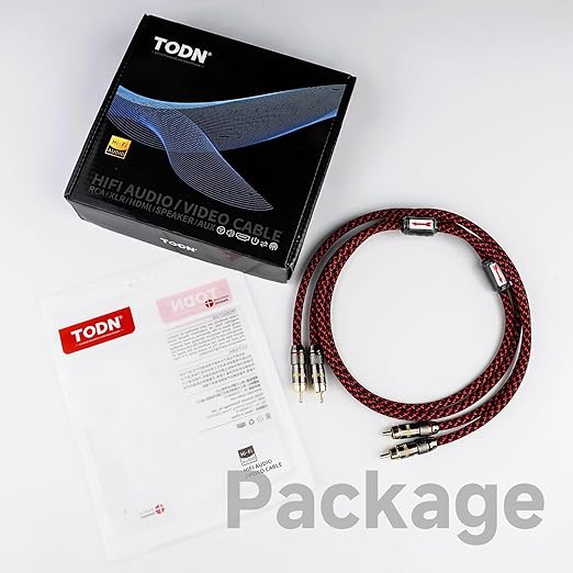 TODN Shielded RCA Audio Cables Audiophile Male to Male OFC RCA Stereo Cable for Car Audio, HiFi Systems (9.8ft/3m, 1 Pair)