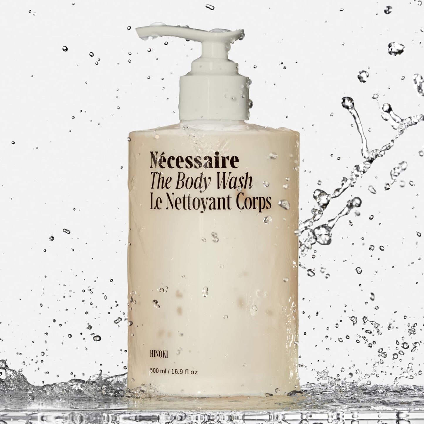 Nécessaire The Body Wash Hinoki. Multi-Oil Shower Gel Body Wash for Women + Men. Non-Comedogenic + Hypoallergenic for Sensitive Skin with Niacinamide. 500ml/16.9 fl oz