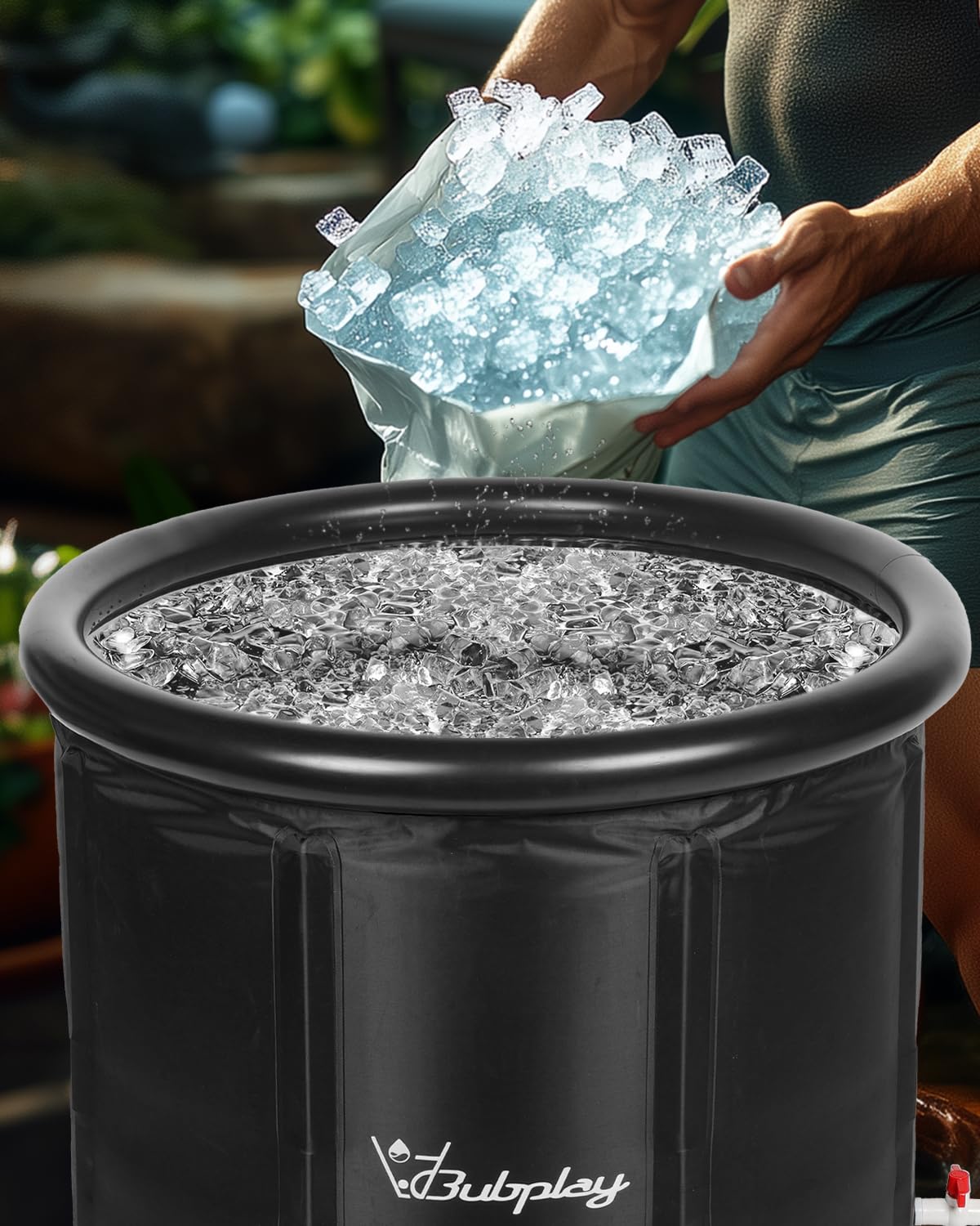 Bubplay Ice Bath Cold Plunge Tub with Cover for Indoor Outdoor for Recovery, Cold Water Therapy, Athletes & Adults -105 Gallons, Black, XL