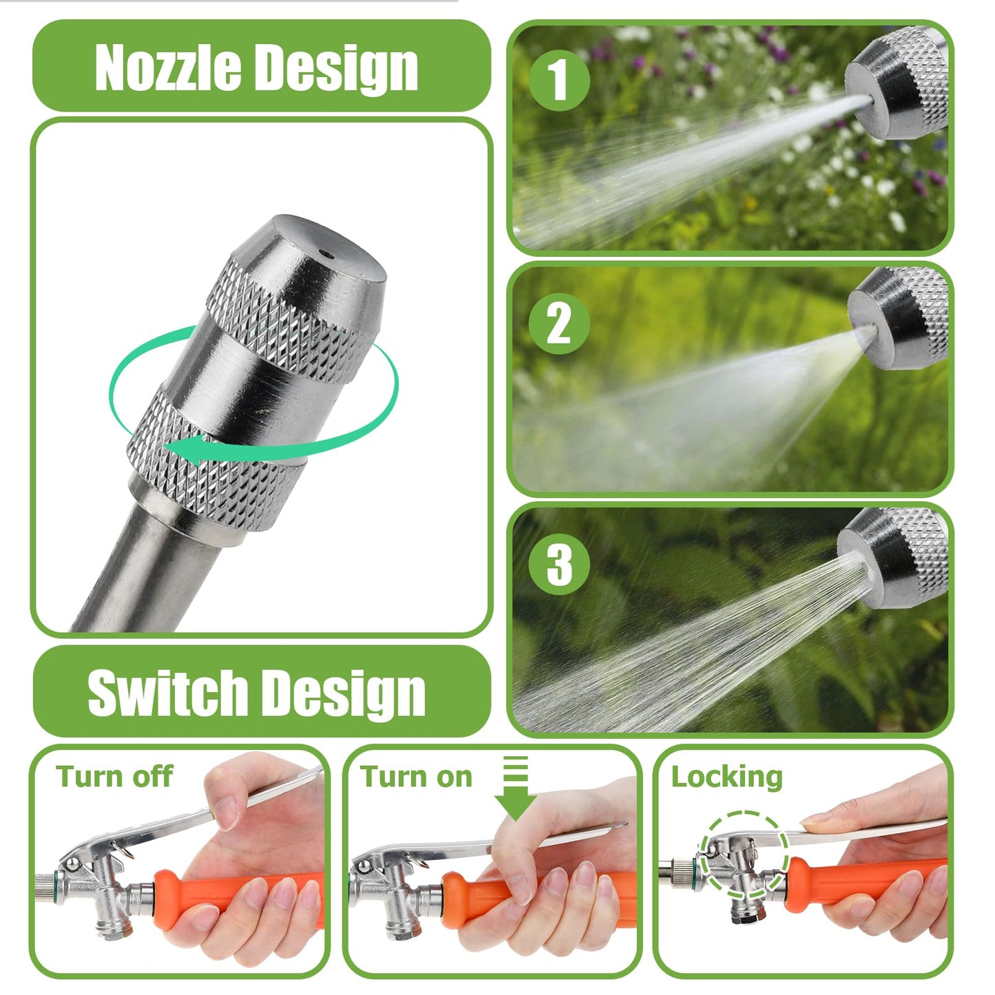 Tecreddy Replacement Pump Sprayer Wand, 41 Inch All Metal Spray Wand with Stainless Steel Extension Tubes, 1/4" 3/8" Brass Barbs & 3/4" Garden Hose Joint Parts for Weed Lawn Plants Careing Watering