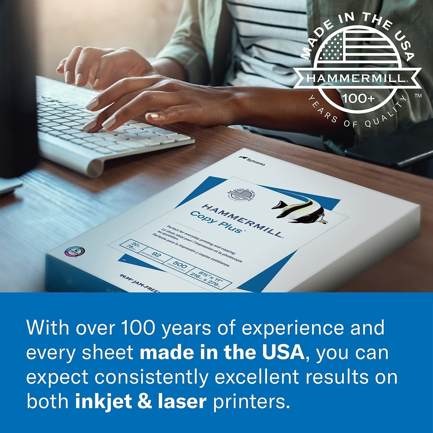 Hammermill Cardstock, Premium Color Copy, 80 lb, 8.5 x 11 - 1 Pack (250 Sheets) - 100 Bright, Made in the USA Card Stock, 120023R, White