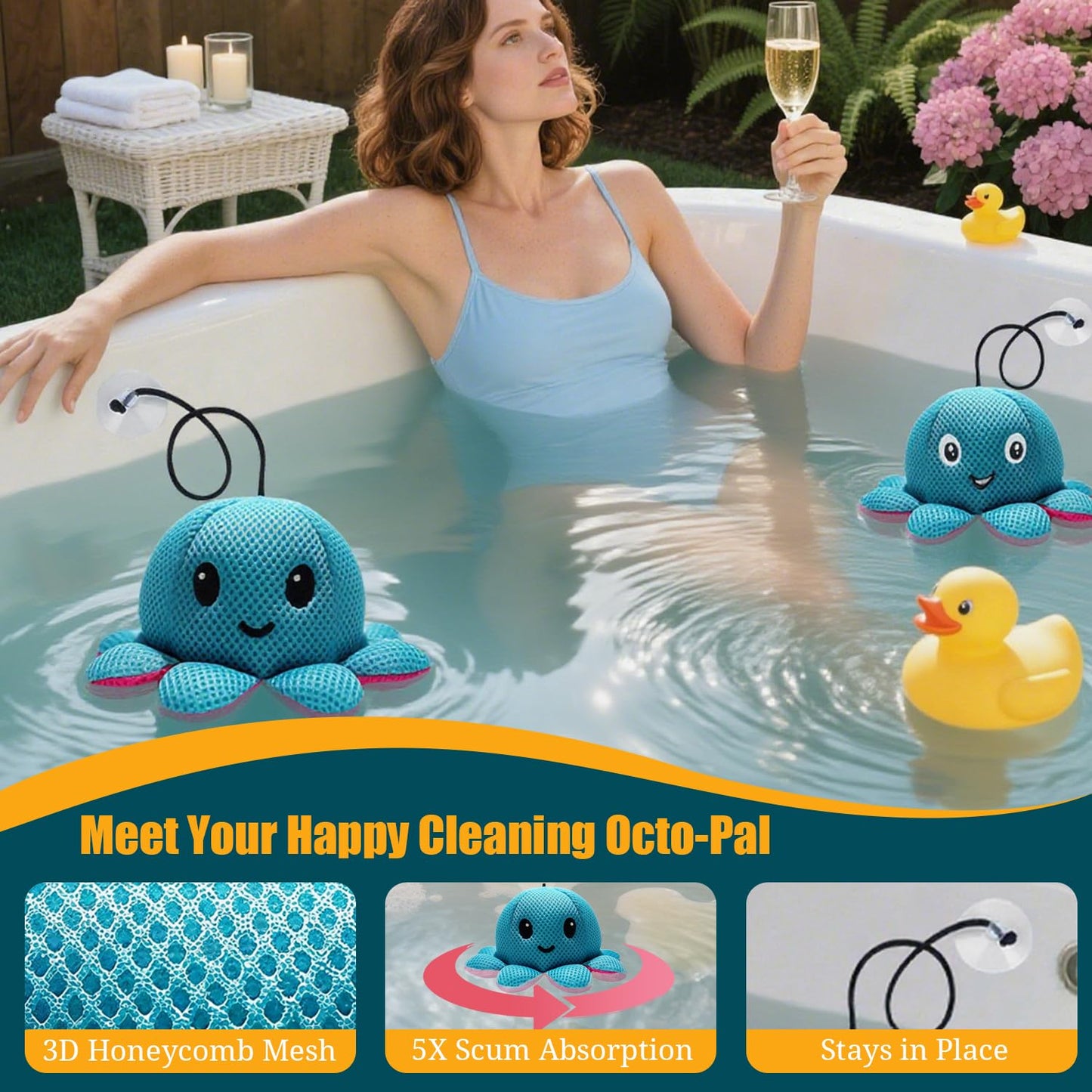 Exqusdy Hot Tub Scum Absorber, Reusable Spa Oil Absorbing Sponges with Waterproof Bag, 2PCS