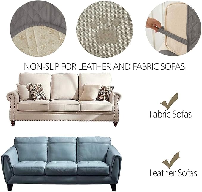 Ameritex Waterproof Nonslip Recliner Cover Stay in Place, Dog Chair Cover Furniture Protector, Ideal Recliner Slipcovers for Pets and Kids (Dark Grey, 30'')