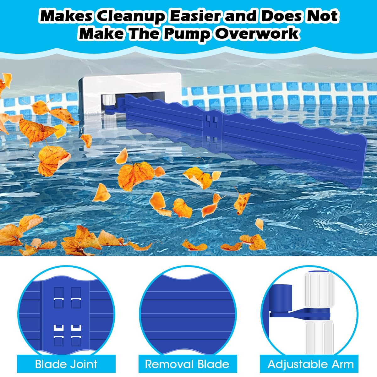 Hydream Pool Debris Catcher Skimmer, Pool Leaf and Debris Remover Catcher Plastics, Surface Debris Floating Leaves Bugs Pool Skimmer Attachments Accessories Replacement Kit for Swimming Pool-Blue