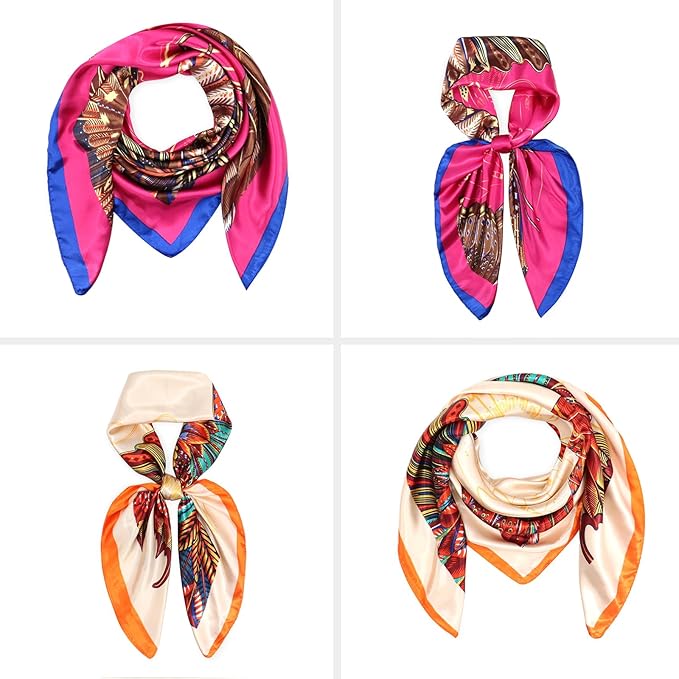 vimate 35" Square Silk Like Head Scarf - Women's Fashion Satin Scarf Bandana for Hair Wrapping at Night.
