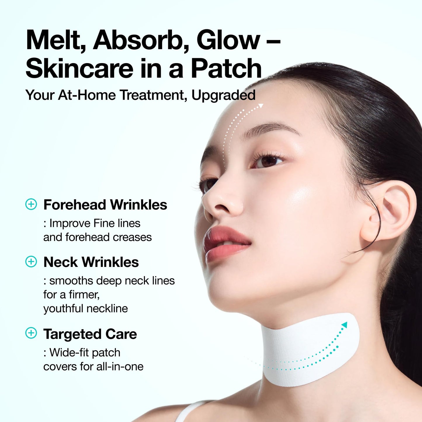 Anua PDRN Collagen Melting Patch for Neck, Lifting and Firming, Thin Film Patch for Neck Fine Lines & Forehead, Plumping Effect with Salmon DNA, Korean Skincare, 0.02g x 4EA